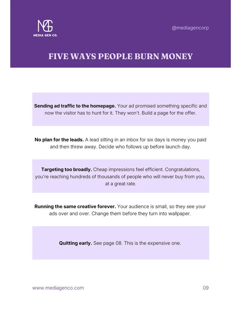 Page 9, Five ways people burn money.